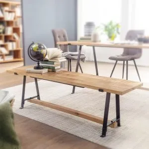 Esszimmerbank Mango Massivholz 160x47x42 cm Holzbank Massiv Industrial | Design Küchenbank Essbank Groß | Esstischbank Küche ohne Lehne